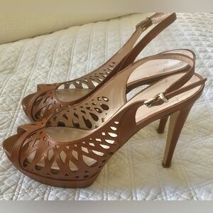 BCBGeneration Brown Cutout Slingback Heels
